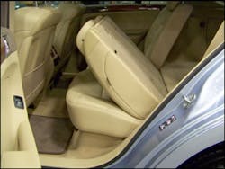 In the &apos;fold down&apos; position, occupants can enter or exit the third row seat area. The seatback that moves is also where the seat airbag is located. Responders may find the seatback in this position and not realize that there is an undeployed airbag present.