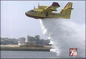 The Bombardier CL-415 Superscoopers will be on call in San Diego County for the next three months, during the height of wildfire season.