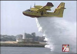 The Bombardier CL-415 Superscoopers will be on call in San Diego County for the next three months, during the height of wildfire season. The Bombardier CL-415 Superscoopers will be on call in San Diego County for the next three months, during the height of wildfire season.