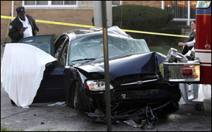 A Gary fire engine responding to a fire call slammed into a vehicle, killing a female driver.