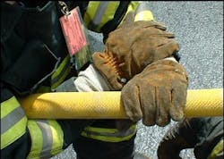 The Seattle Grip, described by Dave Fornell in his textbook Fire Stream Management, allows for much greater control of a 1 3/4-inch line. The backup firefighter takes the following positioning with his arms and then clamps down on the line and pushes forward. It is a very effective means of controlling nozzle reaction and cuts down on fatigue. The Seattle Grip, described by Dave Fornell in his textbook Fire Stream Management, allows for much greater control of a 1 3/4-inch line. The backup firefighter takes the following positioning with his arms and then clamps down on the line and pushes forward. It is a very effective means of controlling nozzle reaction and cuts down on fatigue.