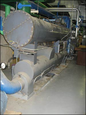 Chillers, such as the one shown here, are used to cool the water or air when the air conditioning is being used.