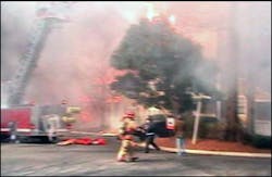 Fire officials said they believed the fire started in a ground floor unit. Fire officials said they believed the fire started in a ground floor unit.