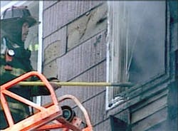 The mother, son and the firefighter were all conscious and taken to the hospital. The mother, son and the firefighter were all conscious and taken to the hospital.