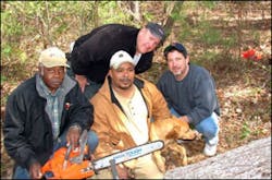 Harlowe firefighters pose with Rocky. Harlowe firefighters pose with Rocky.