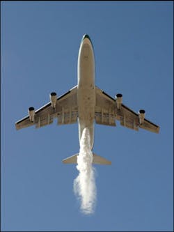 According to Evergreen officials, the Supertanker showed impressive results during tests administered by the U.S. Forest Service. According to Evergreen officials, the Supertanker showed impressive results during tests administered by the U.S. Forest Service.