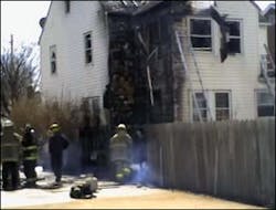 The firefighters suffered second-degree burns and were taken to MetroHealth Medical Center. The firefighters suffered second-degree burns and were taken to MetroHealth Medical Center.