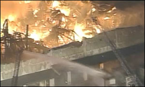 About 100 employees and customers were in the store and warehouse at the time, but everyone was able to get out without injury.