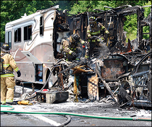 The Gastonia Fire Department responded to this 1999 Fleetwood RV fire