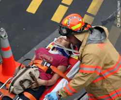 A young victim is treated for injuries following the Wednesday, July 1 Staten Island ferry crash. A young victim is treated for injuries following the Wednesday, July 1 Staten Island ferry crash.