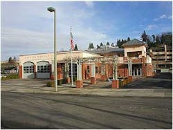 The front of Station 91 located on 78th Avenue Southeast. There are 4 bays on the front side of the building, and one on the rear. The public entrance is located on the right side of the image.Photos by Battalion Chief Chris Tubbs
