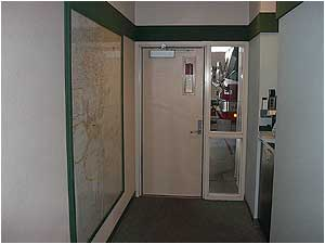 This is our dispatch area. Our district uses the Heartland Communications Authority for automated dispatch via Printer, Pager, and Overhead PA, utilizing the First-In dispatch system. The large map on the left is ME22s' first in area. Photos by Nick Williams, FF/EMT-P