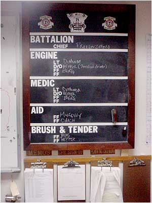 71's apparatus assignment board.Photos by Driver/Operator Chad Berg