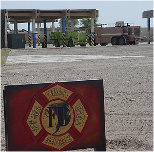 Hand painted sign, by (S)Sgt Hudson, at the entrance to the station.Photos by SSgt Rosenbaum & TSgt Bullard