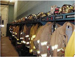 Here is the gear rack in apparatus bay, next to Ladder-579.Photos by David B Weimer Jr./Photographer
