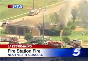 Firefighters responded to a blaze at a northeast Oklahoma City fire station on Thursday.