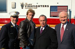Denis Leary, President of The Leary Firefighters Foundation, was joined by FDNY Chief Salvatore Cassano, Fire Commissioner Nicholas Scoppetta and Mayor Michael Bloomberg for the dedication of the FDNY&rsquo;s new High-Rise Simulator.