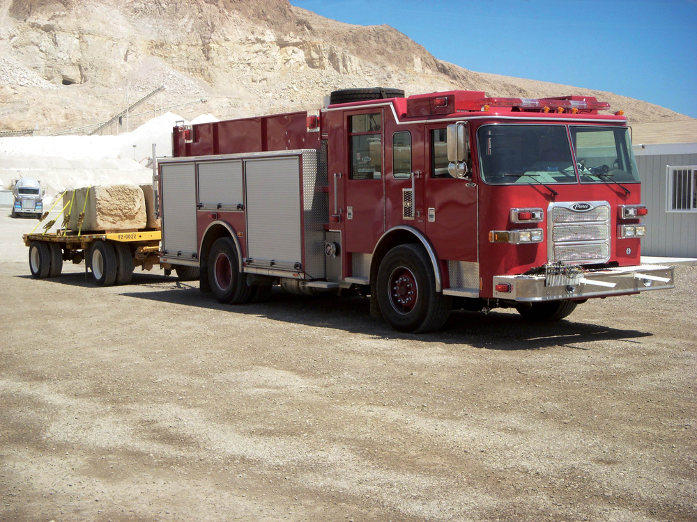 In Death Valley, a Pierce&circledR; pumper with a 2010 EPA compliant DD13 engine endures cooling system performance testing on long grades at ambient temperatures of 110 degrees F.