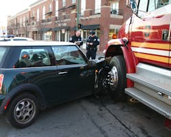 Two firefighters and a victim from the vehicle were transported to the hospital with non-life threatening injuries. Two firefighters and a victim from the vehicle were transported to the hospital with non-life threatening injuries.
