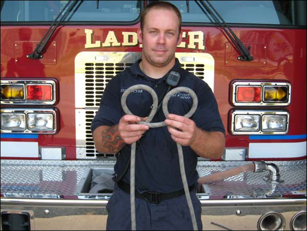 Photo 6B: Form two loops as you would if you were making a Clove Hitch.