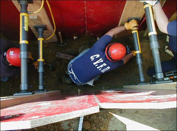 Photo 3: A set of pneumatic struts set in place during a trench operation.