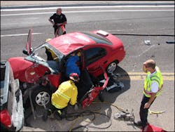 Crews prepare to removed the door. Crews prepare to removed the door.