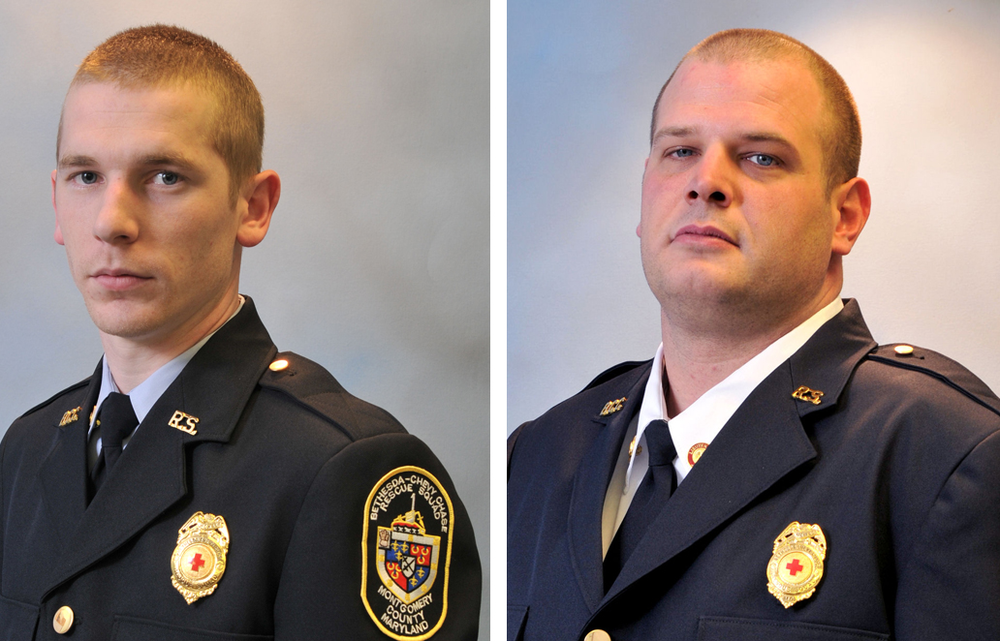 Bethesda-Chevy Chase Rescue Squad Master Firefighter John (Cliffy) Klavon and Lt. Curtis Warfield