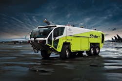 The new Oshkosh&circledR; Striker&circledR; Aircraft Rescue and Fire Fighting vehicle.