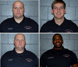 Engineer Dennis Davis, Firefighter Lance Bradshaw, Engineer John Payne and Firefighter Brian Whitley. Engineer Dennis Davis, Firefighter Lance Bradshaw, Engineer John Payne and Firefighter Brian Whitley.
