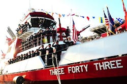 Parts of the boat were forged from World Trade Center steel. Parts of the boat were forged from World Trade Center steel.