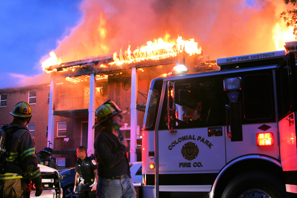 Colonial Park engine 33 on side A of the well involved 3 story garden apartment.