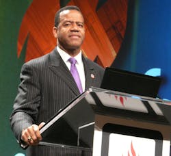 U.S. Fire Administrator Kelvin Cochran presents at the NFPA Conference &amp; Expo June 8, 2010.