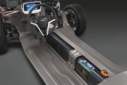 This artist’s rendering of the high-voltage battery installed in a Chevrolet VOLT also shows the location of the orange manual service disconnect. This artist’s rendering of the high-voltage battery installed in a Chevrolet VOLT also shows the location of the orange manual service disconnect.