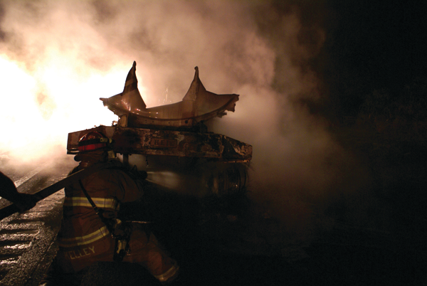 A view of the rear of the trailer.