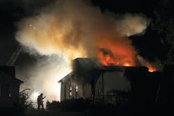 Salina firefighters rescued an elderly woman from the second-story window of a burning home and a man jumped from the roof. Salina firefighters rescued an elderly woman from the second-story window of a burning home and a man jumped from the roof.