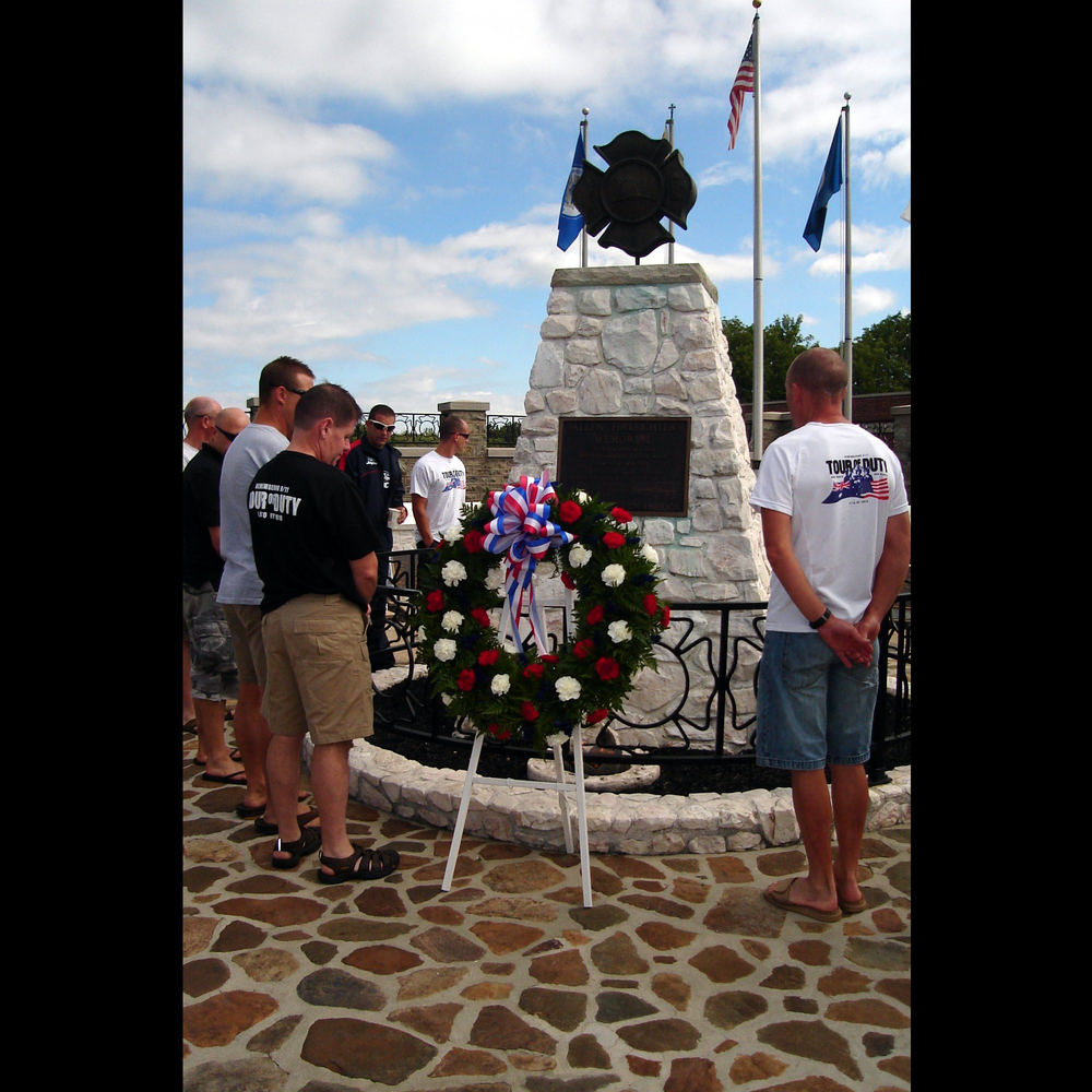 Those participating in the Tour of Duty run took a break to visit the National Fallen Firefighters Memorial at the National Fire Academy.