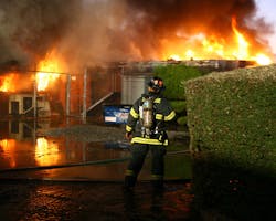 Fire consumes a California radio station after flames spread from surrounding vegetation. Fire consumes a California radio station after flames spread from surrounding vegetation.