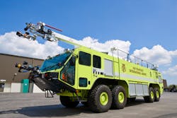 This Oshkosh&circledR; Striker&circledR; 4500 ARFF vehicle is one of two recently placed into service at San Francisco International airport in San Francisco, Calif. A third is scheduled for delivery later this month.