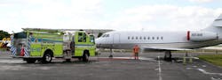 A Broward Sheriff Fire Rescue crew was called to get rid of a swarm of bees that were nesting on a jet at Fort Lauderdale-Hollywood International Airport on Wednesday. A Broward Sheriff Fire Rescue crew was called to get rid of a swarm of bees that were nesting on a jet at Fort Lauderdale-Hollywood International Airport on Wednesday.