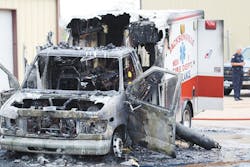 The efforts of two responders with the Jacksonville Fire Department helped prevent a potential tragedy over the weekend after their ambulance caught fire. The efforts of two responders with the Jacksonville Fire Department helped prevent a potential tragedy over the weekend after their ambulance caught fire.