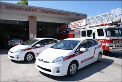 Ocala Fire Rescue in Florida placed two Toyota Prius hybrid vehicles in service for administrative staff. Ocala Fire Rescue in Florida placed two Toyota Prius hybrid vehicles in service for administrative staff.