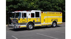 Engine 312, a 2009 Seagrave Marauder II pumper, is equipped with a Waterous 2250 gpm pump, with a 500-gallon water tank, appliances, tools and five preconnected lines.