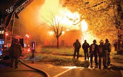 Detroit firefighters battle a blaze on Pennsylvania and Sylvester on Oct. 31.