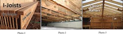 Photo 1 - Wood I-Joist, Photo 2 - Wood I-Rafter, Photo 3 - Wood I-Rafter Photo 1 - Wood I-Joist, Photo 2 - Wood I-Rafter, Photo 3 - Wood I-Rafter