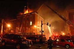 Baltimore firefighters work on a multiple-alarm dwelling fire on Charles Street in Mount Vernon in Baltimore. Baltimore firefighters work on a multiple-alarm dwelling fire on Charles Street in Mount Vernon in Baltimore.