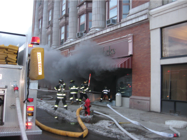 Firefighters conducting an investigation on the first floor found fire in the Chautauqua Works offices.