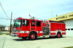 THE CITY OF BURLINGTON, NJ, FIRE DEPARTMENT, Mitchell Volunteer Fire Company 3, has placed in service a Ferrara Ember pumper outfitted with a 400-hp Cummins ISL engine, Hale Qmax 200-23L pump, 550-gallon UPF Poly-Tank IIE tank, Cummins Pump Boss pressure governor, Fire Research quartz lights, ROM shutters, 10-kilowatt Harrison generator and Hannay electric reel. Indicate 2XX on the Reader Service Card.
