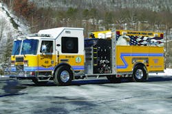 THE NAPANOCH, NY, FIRE DISTRICT has taken delivery of a KME custom pumper built on a KME Predator MFD chassis. Components include a 515-hp Detroit Diesel Series 60 engine, 1,500-gpm Hale Qmax pump, 1,500-gallon poly water tank, 20-gallon foam cell, Akron 3126 foam system, 15-kilowatt Onan generator, ASA Voyager camera, Hannay reels and Whelen warning lights. Indicate 2XX on the Reader Service Card.