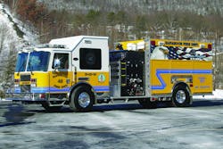 THE NAPANOCH, NY, FIRE DISTRICT has taken delivery of a KME custom pumper built on a KME Predator MFD chassis. Components include a 515-hp Detroit Diesel Series 60 engine, 1,500-gpm Hale Qmax pump, 1,500-gallon poly water tank, 20-gallon foam cell, Akron 3126 foam system, 15-kilowatt Onan generator, ASA Voyager camera, Hannay reels and Whelen warning lights. Indicate 2XX on the Reader Service Card. THE NAPANOCH, NY, FIRE DISTRICT has taken delivery of a KME custom pumper built on a KME Predator MFD chassis. Components include a 515-hp Detroit Diesel Series 60 engine, 1,500-gpm Hale Qmax pump, 1,500-gallon poly water tank, 20-gallon foam cell, Akron 3126 foam system, 15-kilowatt Onan generator, ASA Voyager camera, Hannay reels and Whelen warning lights. Indicate 2XX on the Reader Service Card.