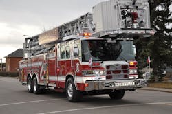 The first Pierce aluminum aerial platform in Canada arriving at its home in Morinville, Alberta. The first Pierce aluminum aerial platform in Canada arriving at its home in Morinville, Alberta.